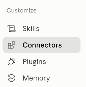 Customize menu with Connectors highlighted